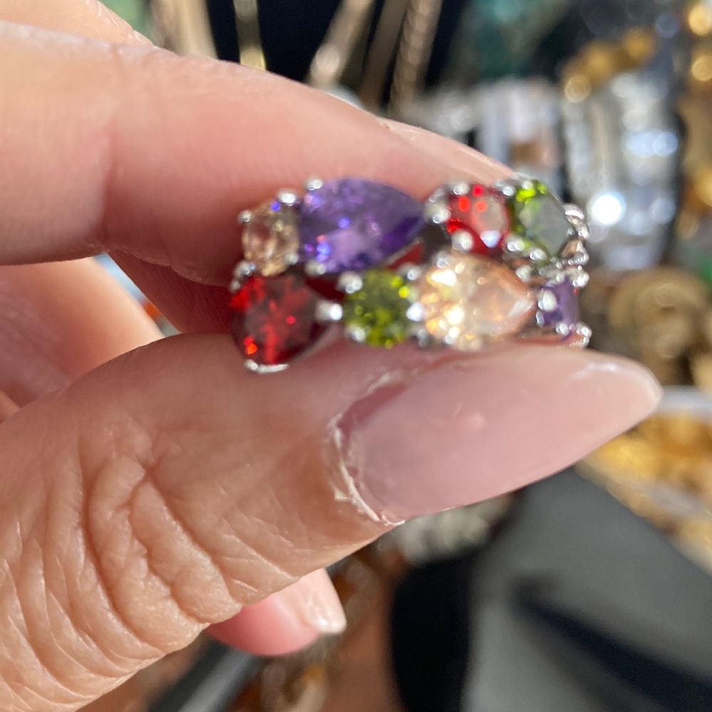 Multicolor Sterling Silver Gemstone Ring - image 4